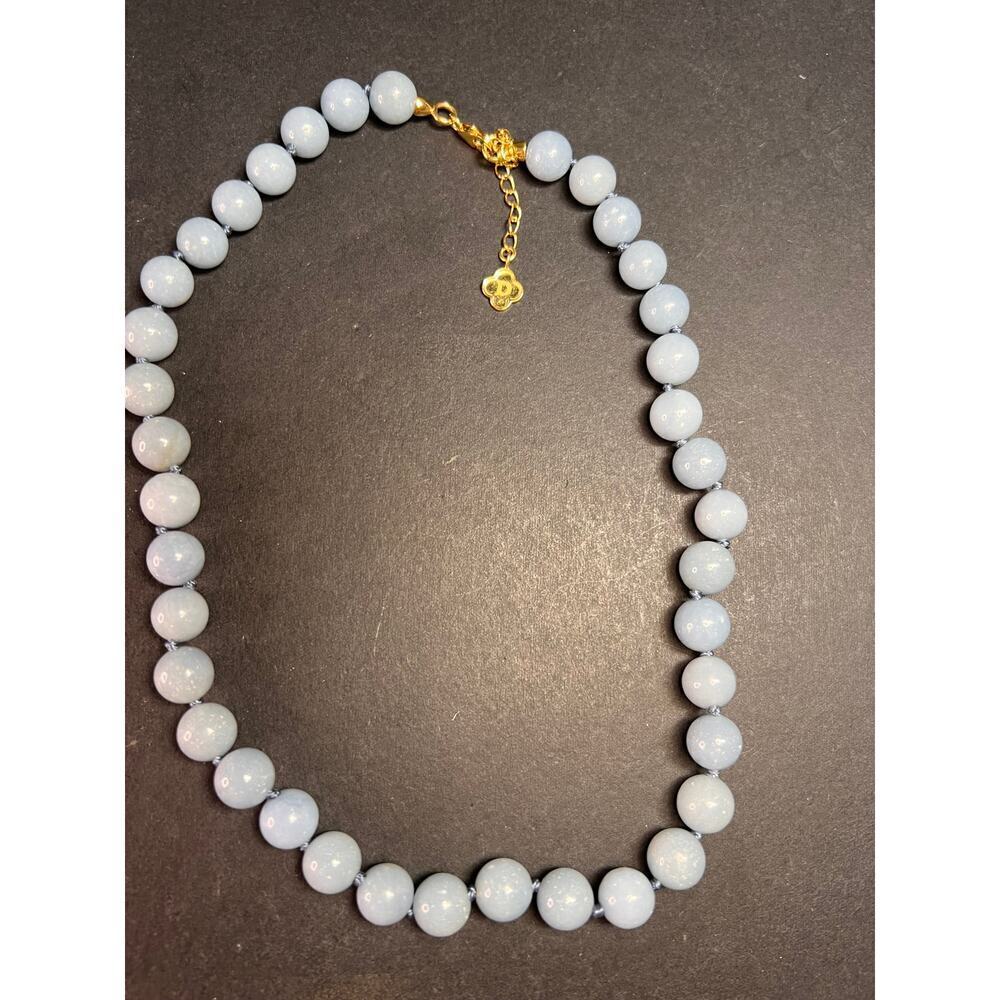 NEW Angelite beaded 18-20 inch necklace with vermeil yellow gold clasp - Picture 3 of 12